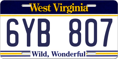 WV license plate 6YB807
