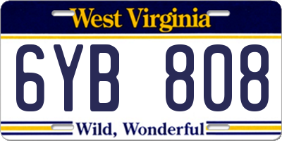 WV license plate 6YB808