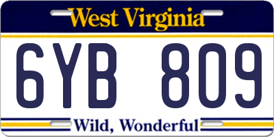 WV license plate 6YB809