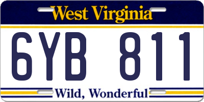 WV license plate 6YB811