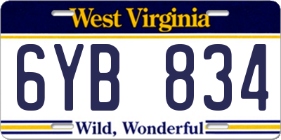 WV license plate 6YB834