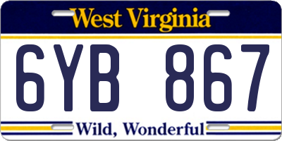 WV license plate 6YB867