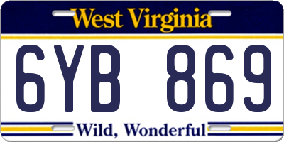 WV license plate 6YB869