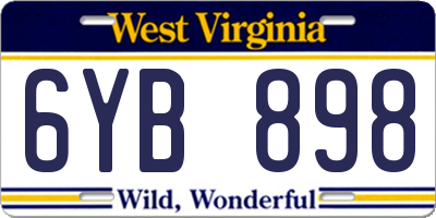 WV license plate 6YB898