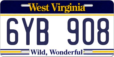 WV license plate 6YB908