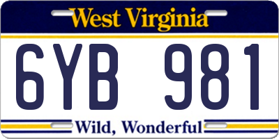 WV license plate 6YB981