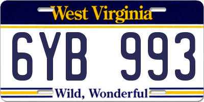 WV license plate 6YB993