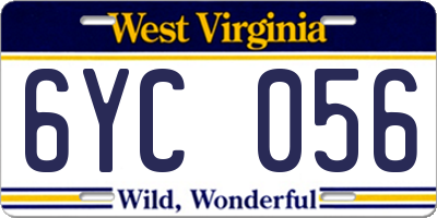 WV license plate 6YC056