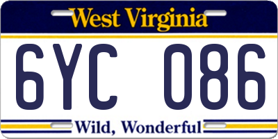 WV license plate 6YC086