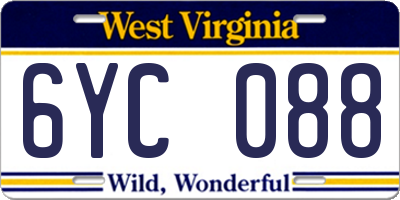 WV license plate 6YC088