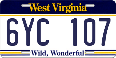 WV license plate 6YC107