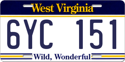 WV license plate 6YC151
