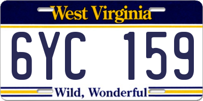 WV license plate 6YC159
