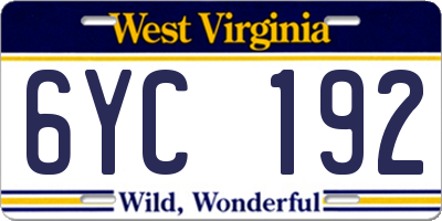 WV license plate 6YC192