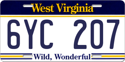 WV license plate 6YC207