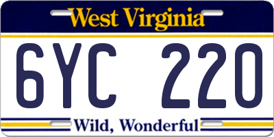 WV license plate 6YC220