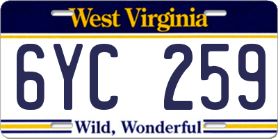 WV license plate 6YC259