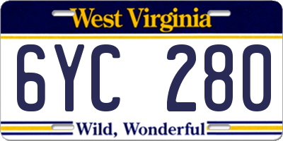 WV license plate 6YC280