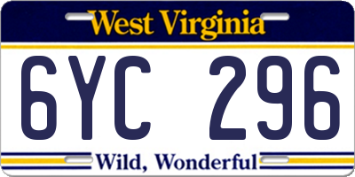 WV license plate 6YC296