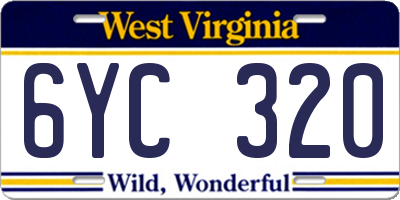 WV license plate 6YC320