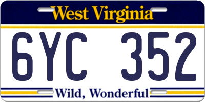 WV license plate 6YC352