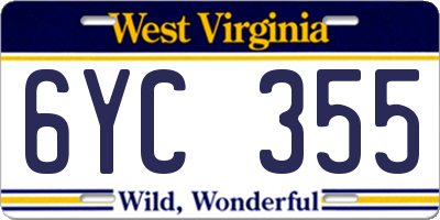 WV license plate 6YC355