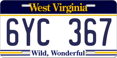 WV license plate 6YC367