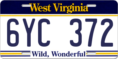 WV license plate 6YC372