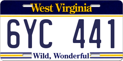 WV license plate 6YC441