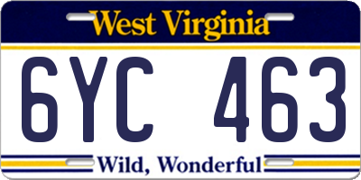 WV license plate 6YC463