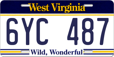 WV license plate 6YC487