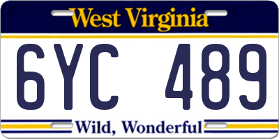 WV license plate 6YC489