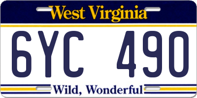 WV license plate 6YC490