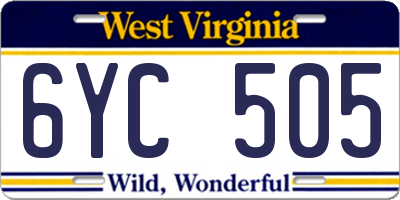 WV license plate 6YC505