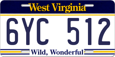 WV license plate 6YC512