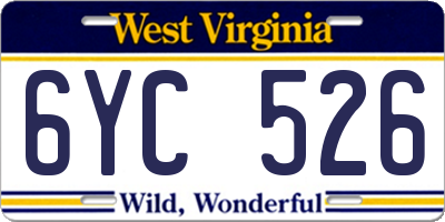 WV license plate 6YC526