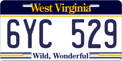 WV license plate 6YC529