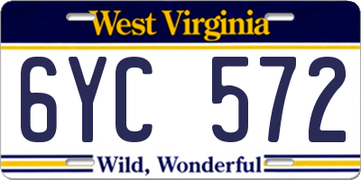 WV license plate 6YC572