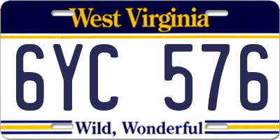 WV license plate 6YC576