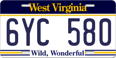 WV license plate 6YC580