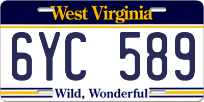 WV license plate 6YC589