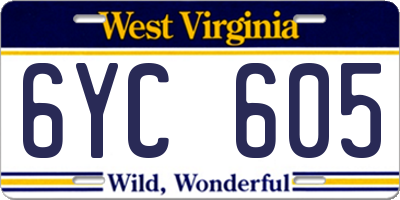 WV license plate 6YC605