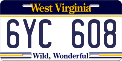 WV license plate 6YC608