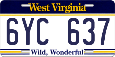 WV license plate 6YC637