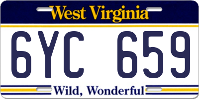 WV license plate 6YC659