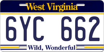 WV license plate 6YC662