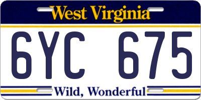 WV license plate 6YC675