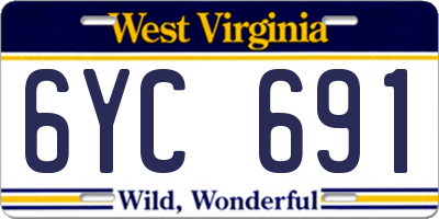 WV license plate 6YC691