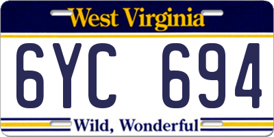 WV license plate 6YC694