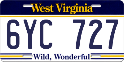 WV license plate 6YC727